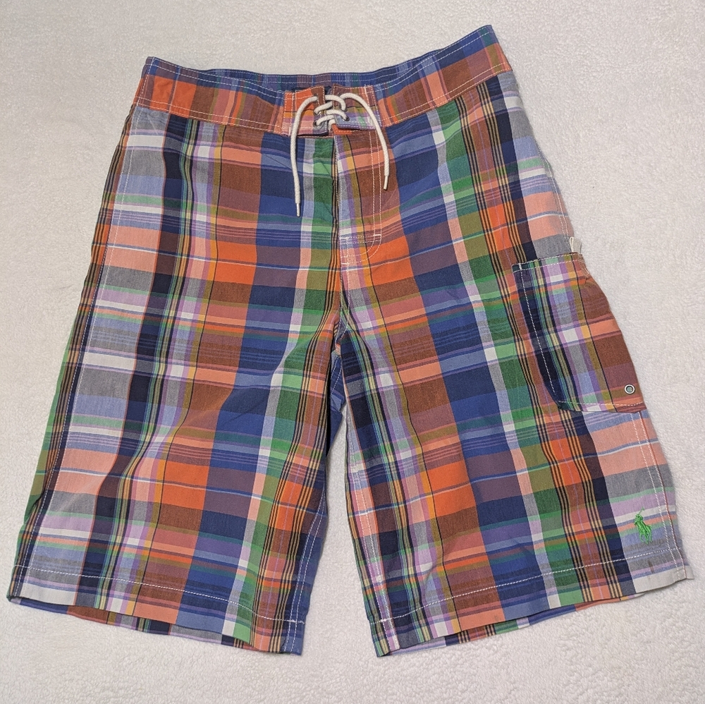 Polo Ralph Lauren Boys L 14-16 Plaid Board Shorts Swim Trunk